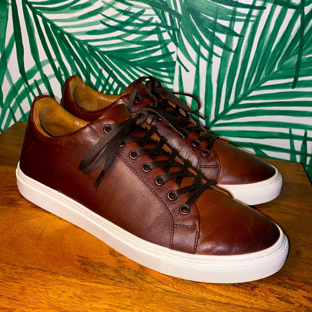 Thursday Premier Low Top Leather Sneakers Coffee Men's 8, Women's 9.5